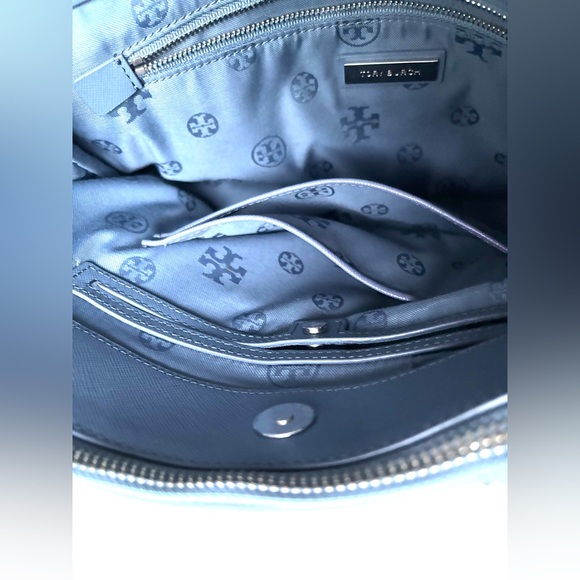 Tory Burch Robinson Saffiano Leather Double Zip 2 Way Tote Crossbody Bag in Blue - Picture 7 of 10